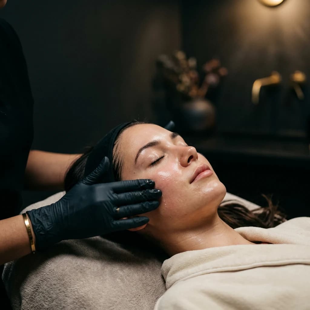 A patient receiving a facial rejuvenation treatment